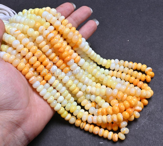 Beautiful Shaded Yellow Orange Opal Smooth Rondelle Gemstone beads,16"Strand AAA Opal Plain Handmade Bead Jewelry making Necklace Craft SALE