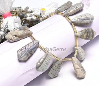 8" Strand Shaded Grey Opal Fancy Pears Shape Carved Gemstone Beads, Opal Carving Fancy Shape Handmade Carving Bead Jewelry Making Craft SALE