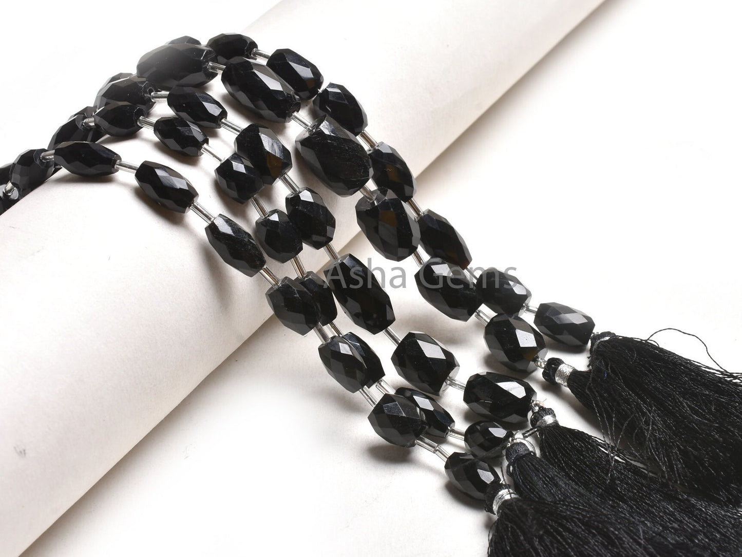AAA Quality Black Onyx Fancy Barrell Shape faceted Gemstone Beads, Onyx Fancy Loi Shape Straight Drill Bead Black Onyx Beads Jewelry Crafts