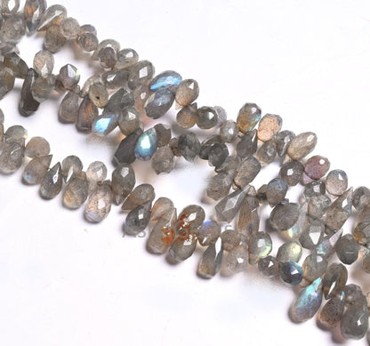 Beautiful Flashy labradorite Faceted Drop Beads,8" Natural Blue Fire Labradorite Indian Cut Teardrop Briolette Gemstone Beads Jewelry Crafts (AG 18652)