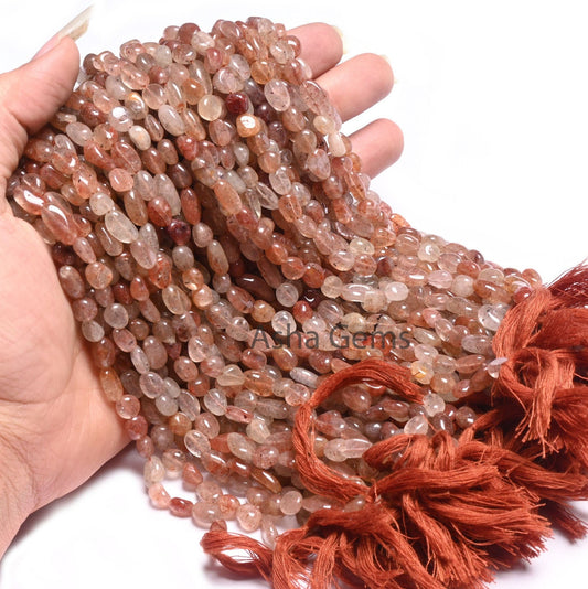 Beautiful Red Quartz Smooth Tiny Nugget Gemstone Loose Beads,12" Shaded Red Quartz Handmade Tumble Uneven Beads, Quartz Beads Jewelry Crafts (AG 22278)