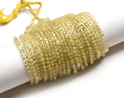 AAA Lemon Quartz Faceted 3D Cube Box Beads,9" Strand Natural Yellow Lemon Cube Gemstone Beads, Tiny Lemon Quartz Box Bead Jewelry Craft SALE