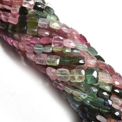 Natural Multi Tourmaline faceted Gemstone Beads, Tourmaline Fancy Chicklet Uneven Shape Handmade beads, Multi Color Tourmaline Bead Jewelry