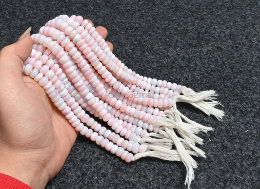 Beautiful Light Pink Opal Smooth Rondelle Shape Beads,8-9 mm Fine Shaded Pink Opal Plain Handmade Gemstone Opal Beads Jewelry Necklace Craft
