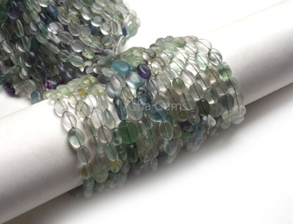 Beautiful Fluorite Smooth Oval Gemstone Beads, Natural Shaded Green Fluorite Plain Handmade Oval Straight Drill Beads, Fluorite Bead Jewelry