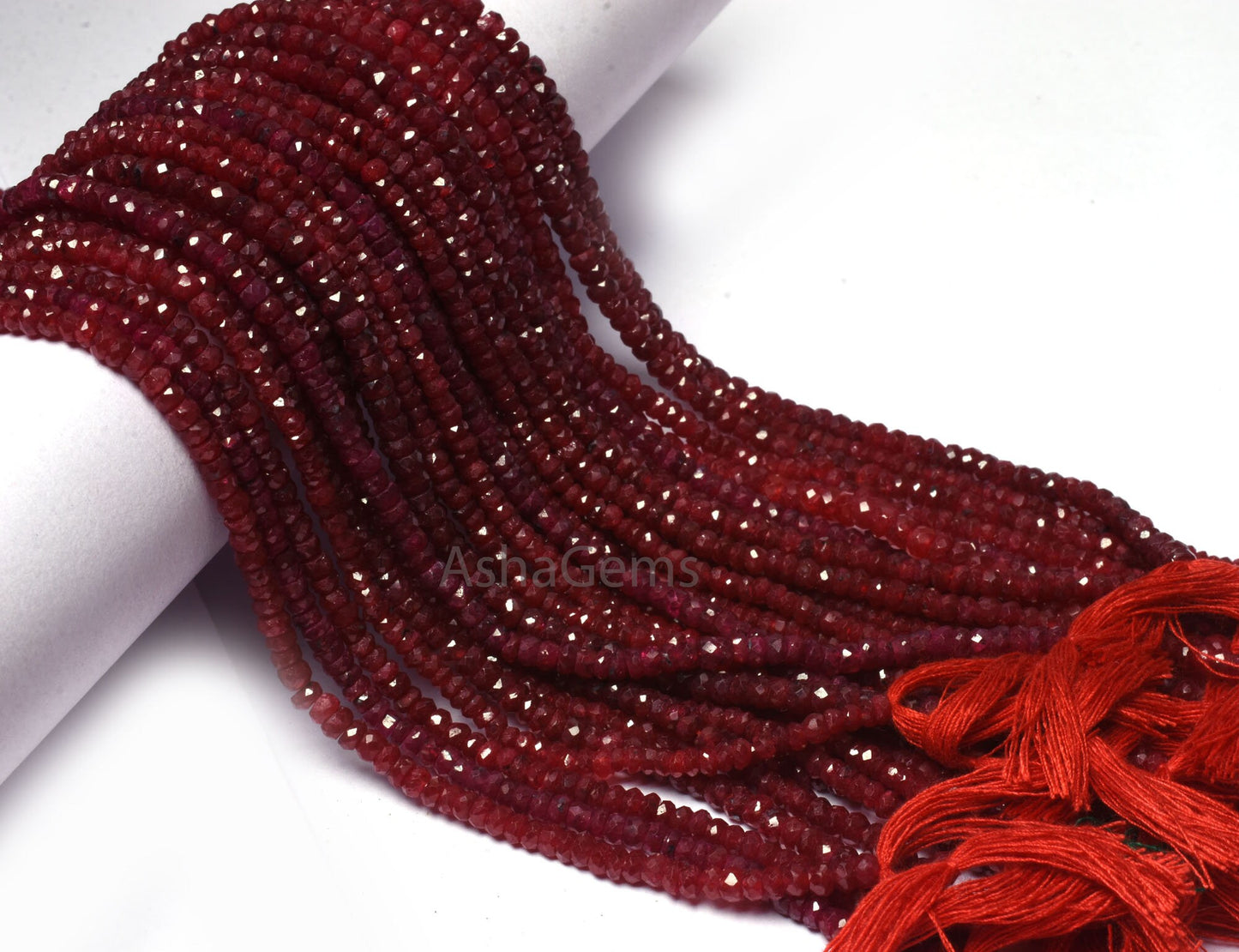 Beautiful Red Ruby Faceted Rondelle Shape Beads, Ruby Corundum Beads,3,3.5mm Ruby faceted Indian Cut Gemstone bead For Necklace Jewelry SALE