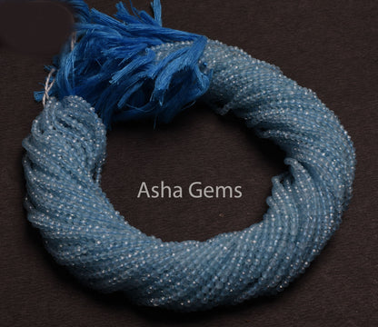 AAA Quality Blue Aquamarine Micro Cut Gemstone Beads,2.5 mm Natural Aquamarine Machine Cut Rondelle Beads, Real Blue Aquamarine Bead Jewelry