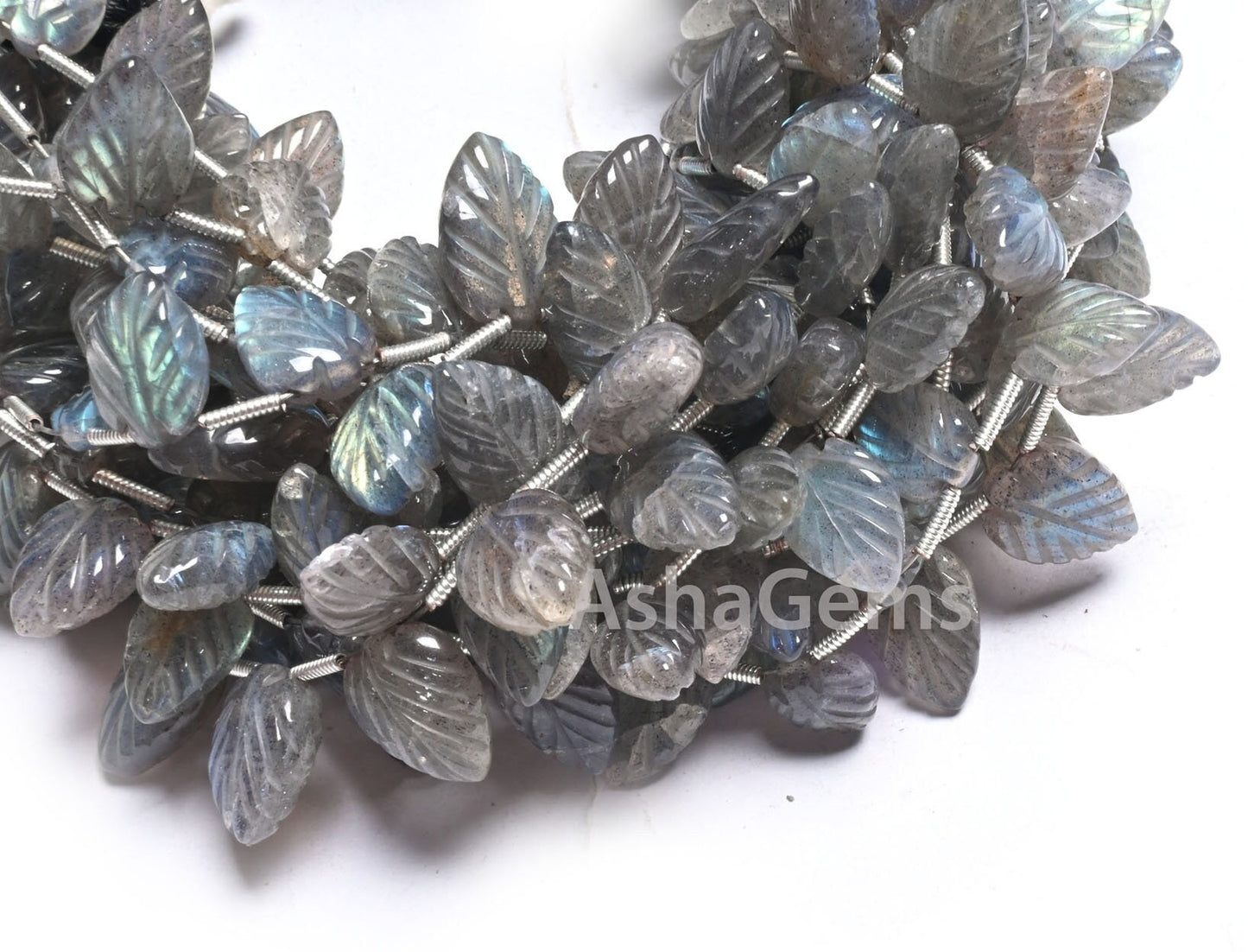 Fine Natural Blue Fire Labradorite Fancy Leaf Shape Carving Beads,8" Flashy labradorite handmade Carved Pear Gemstone Teardrop Bead Jewelry