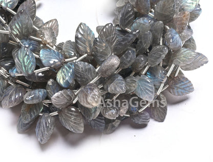 Fine Natural Blue Fire Labradorite Fancy Leaf Shape Carving Beads,8" Flashy labradorite handmade Carved Pear Gemstone Teardrop Bead Jewelry