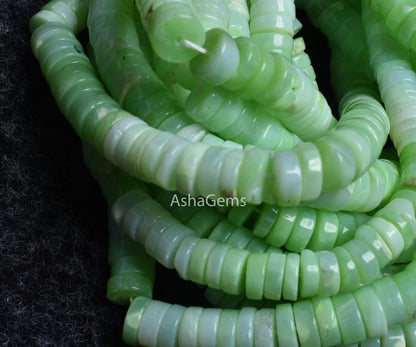 AAA Shaded parrot Green Opal Smooth heishi Tyre Gemstone beads,8 mm Opal Plain Wheel shape beads, Green Opal Smooth flat tyre beads Jewelry
