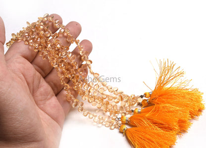 AAA Quality Citrine Quartz Faceted Pear Shape Beads,4-7mm Natural Yellow Citrine Tiny Teardrop Briolette Gemstone Beads,8" Citrine Bead SALE