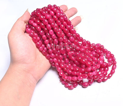 Beautiful Pink Quartz Smooth Puff Oval Shape Beads,9/18" Fine Red Pink Quartz Handmade Oval Straight Drill Gemstone Beads Jewelry Craft SALE