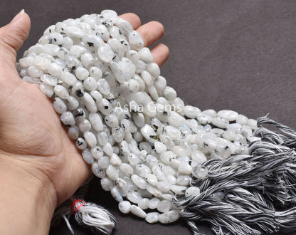 Beautiful Moss Rainbow Moonstone smooth Nugget Beads, Natural Black Dot Rainbow Tumble Uneven Handmade Straight Dril Bead Jewelry Craft SALE (AG 22248)