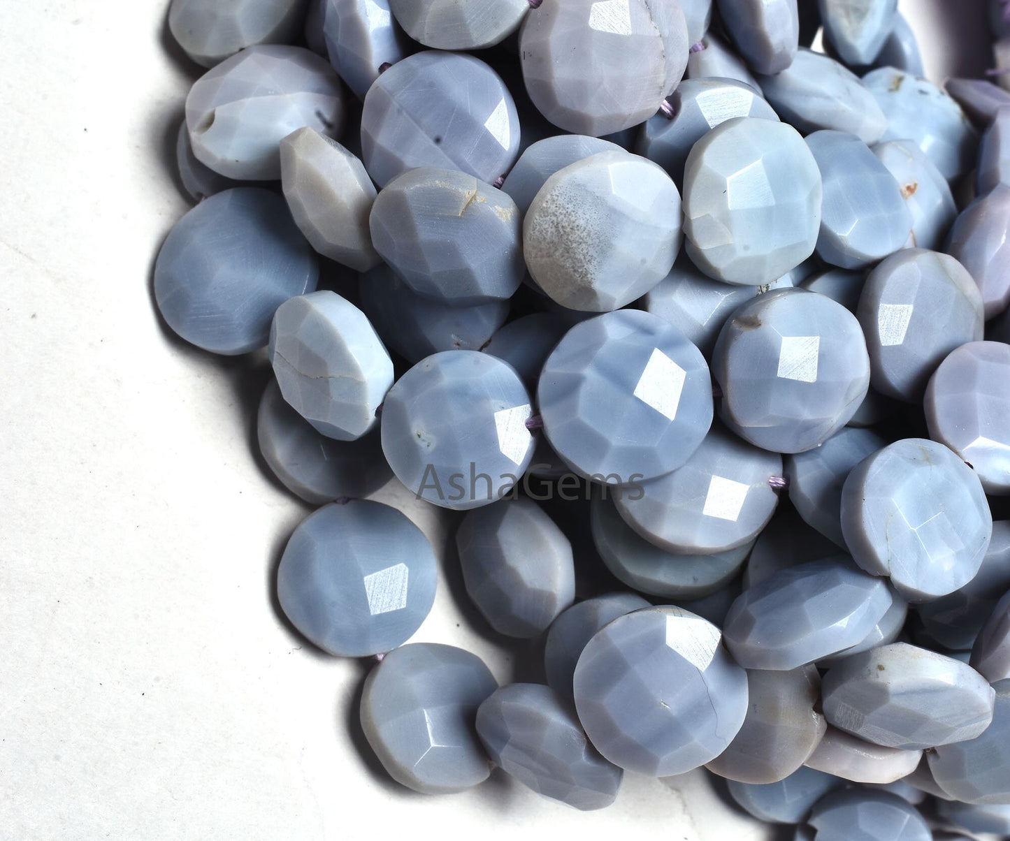 Purple blue Lavender Opal Faceted Coin Shape Gemstone Beads,8"Strand Lavender Opal Coin Beads Opal Loose Beads, Opal Briolette Bead Jewelry