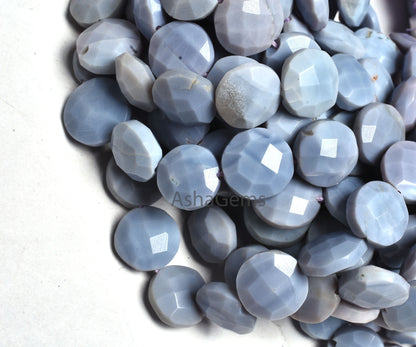 Purple blue Lavender Opal Faceted Coin Shape Gemstone Beads,8"Strand Lavender Opal Coin Beads Opal Loose Beads, Opal Briolette Bead Jewelry