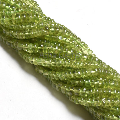 16" Strand Green Peridot Smooth Rondelle Beads, Natural Peridot Beads, Peridot Plain Handmade Gemstone Beads Jewelry making Handicraft SALE