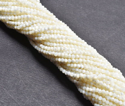 3.2mm Beautiful White Mother Of Pearl Micro Cut Rondelle Beads,Fine Natural Mop Machine Cut Gemstone Loose Bead Mother Of Pearl Jewelry SALE