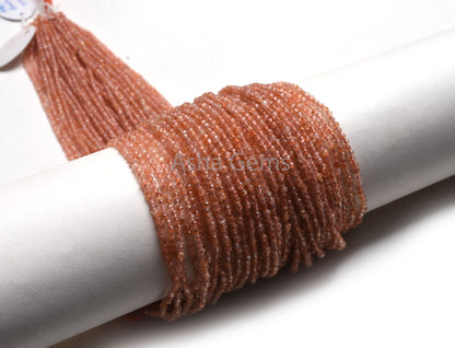 2.5 mm Genuine Sunstone Micro Cut Faceted Rondelle Beads,13"Natural Orange Sunstone Machine Cut Gemstone Bead AAA Sunstone Bead Jewelry SALE