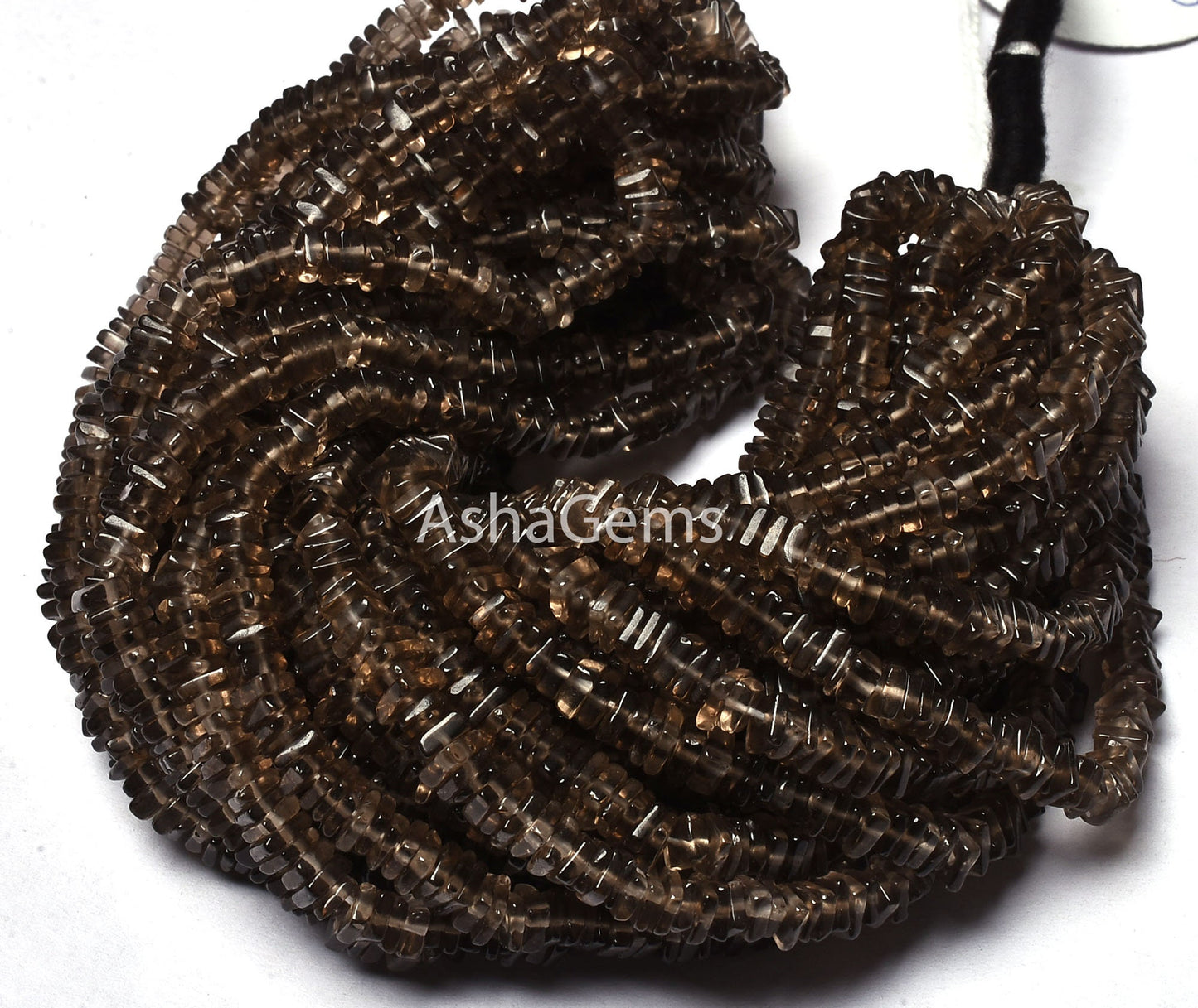 Natural Smoky Quartz Smooth Heishi Square Shape Gemstone Beads, Smoky Flat Beads, 4.5-5 mm Smoky Loose Beads Handmade Jewelry Making Crafts