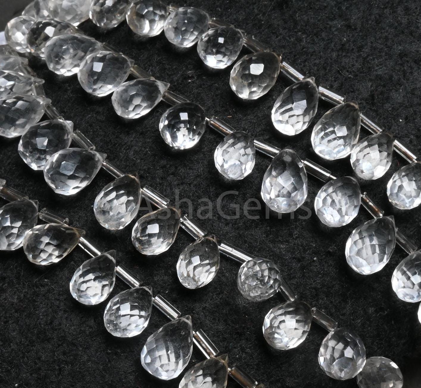 Natural White Crystal Quartz Faceted Drop Beads, Fine Quality Crystal Side Drill Teardrop Briolette Gemstone Beads Jewelry making Craft SALE
