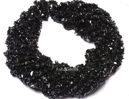 34" Strand Natural Black Onyx Uncut Chips Gemstone Beads Semi Precious Raw Rough Smooth Nugget Bead,AAA Black Onyx Bead Jewelry Making Craft