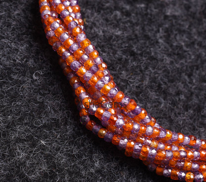 AAA multi orange Blue zircon Faceted Rondelle beads13" Cubic Zircon orange Blue One By One sequence Strand Micro Cut 3mm Zircon Bead Jewelry