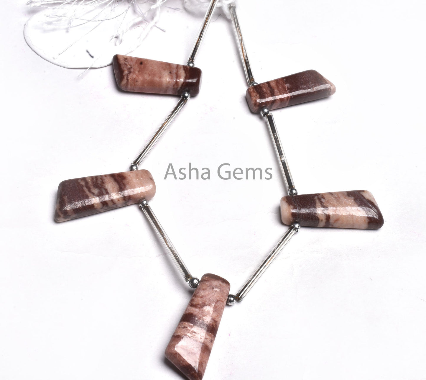 Natural Picture Jasper Smooth Long Slice Gemstone Beads, Brown Jasper Fancy Uneven 7 Shape Side Drill Handmade Beads Jewelry Making Crafts
