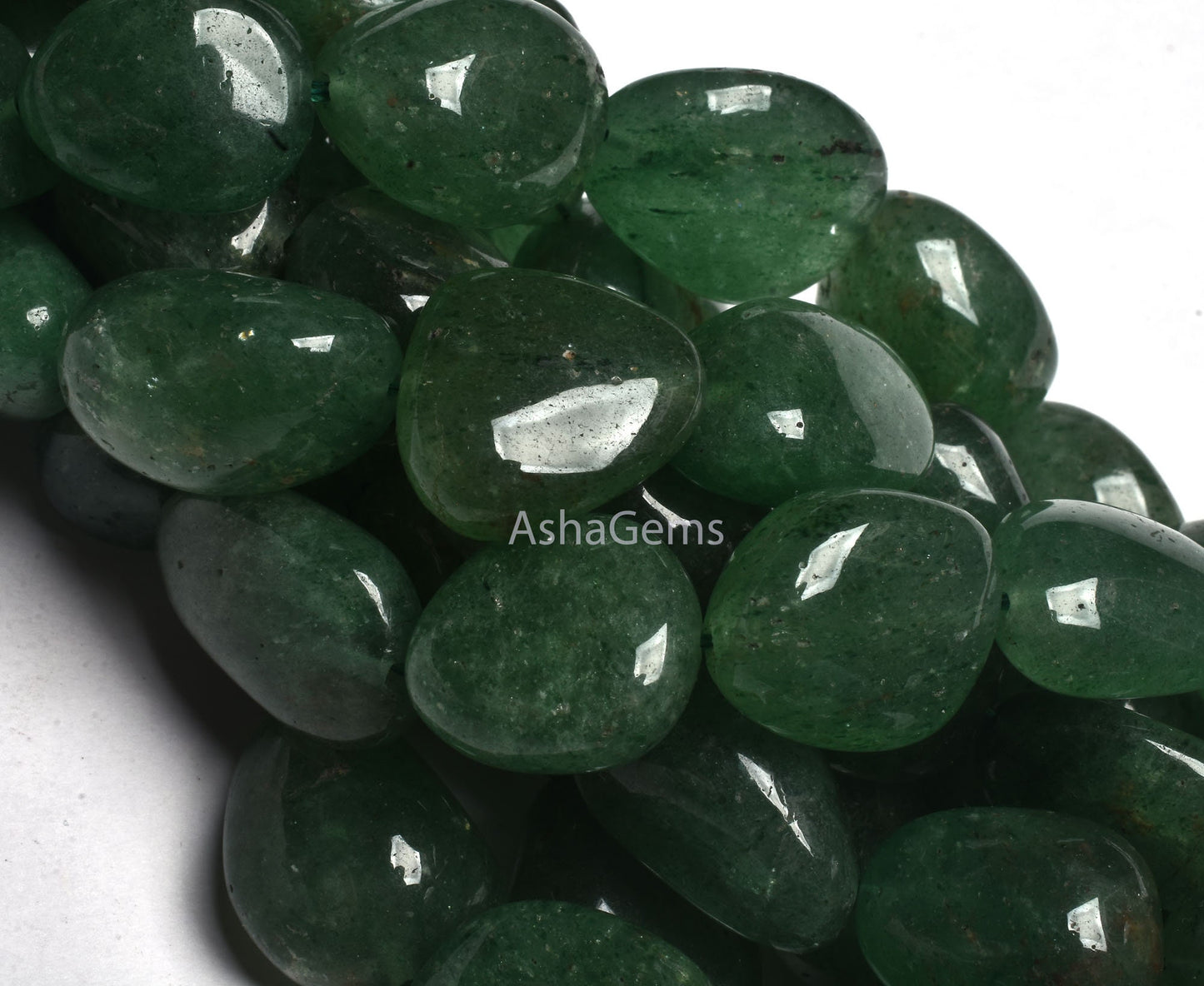 Beautiful Green Strawberry Quartz Smooth Nugget Shape Gemstone Beads 11-20 mm Graduated Necklace, Fine Green Strawberry Handmade Nugget Bead