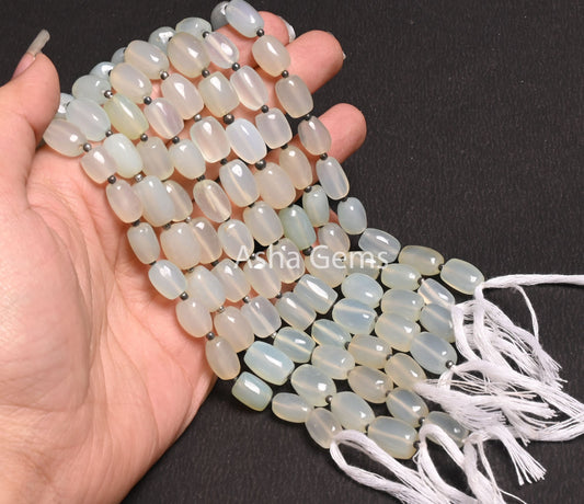 Light Aqua Blue Chalcedony Fancy Barrell Shape Handmade Beads,8" Strand Chalcedony Beads, Fine Chalcedony Smooth Fancy Gemstone Bead Jewelry