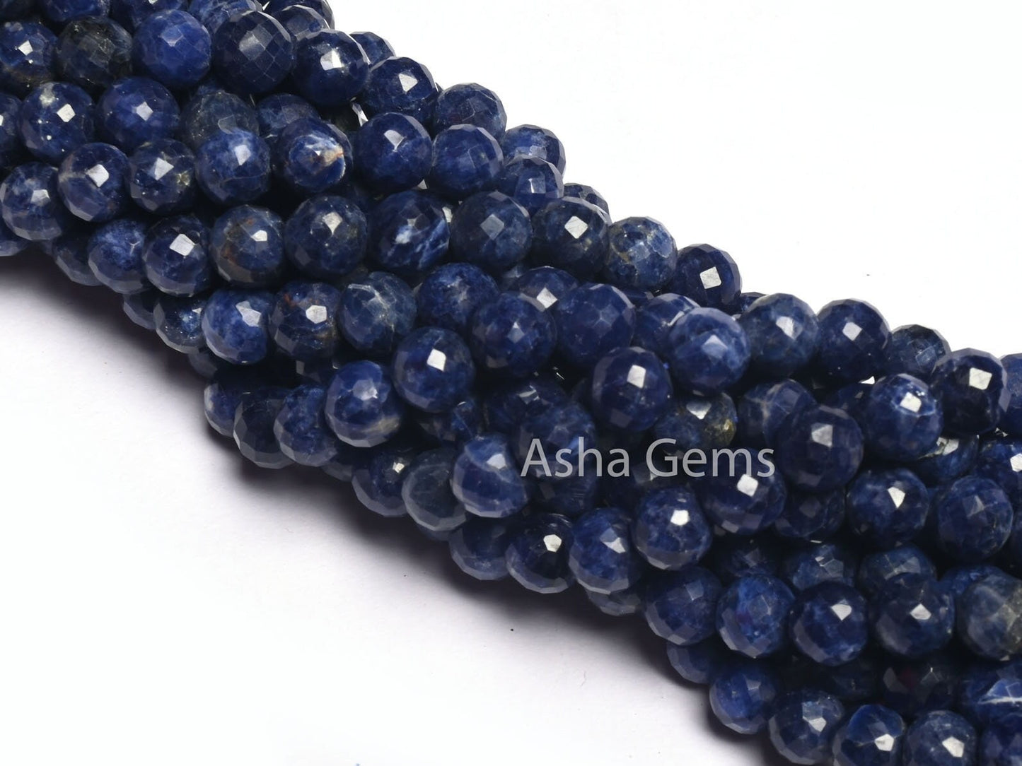 8mm Fine Blue Sodalite Faceted Round Shape Beads, Natural Blue Sodalite Indian Cut Round Ball Gemstone Beads, Sodalite Bead Jewelry Necklace