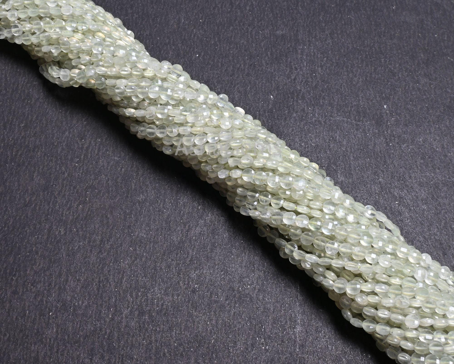AAA Quality Prehnite faceted Coin Shape Gemstone Loose Beads, Natural Light Green  Prehnite Tiny Coin Briolette Beads Jewelry Makings Crafts