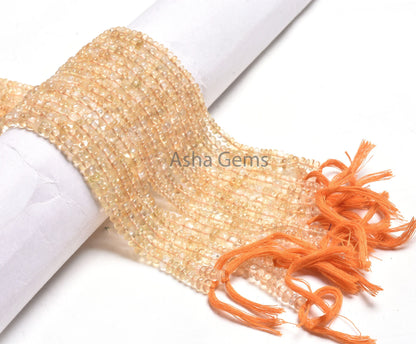 Natural Citrine Quartz Smooth Rondelle Beads, Yellow Citrine Plain Handmade Gemstone Loose Beads,12" Citrine Beads Jewelry Making Craft SALE