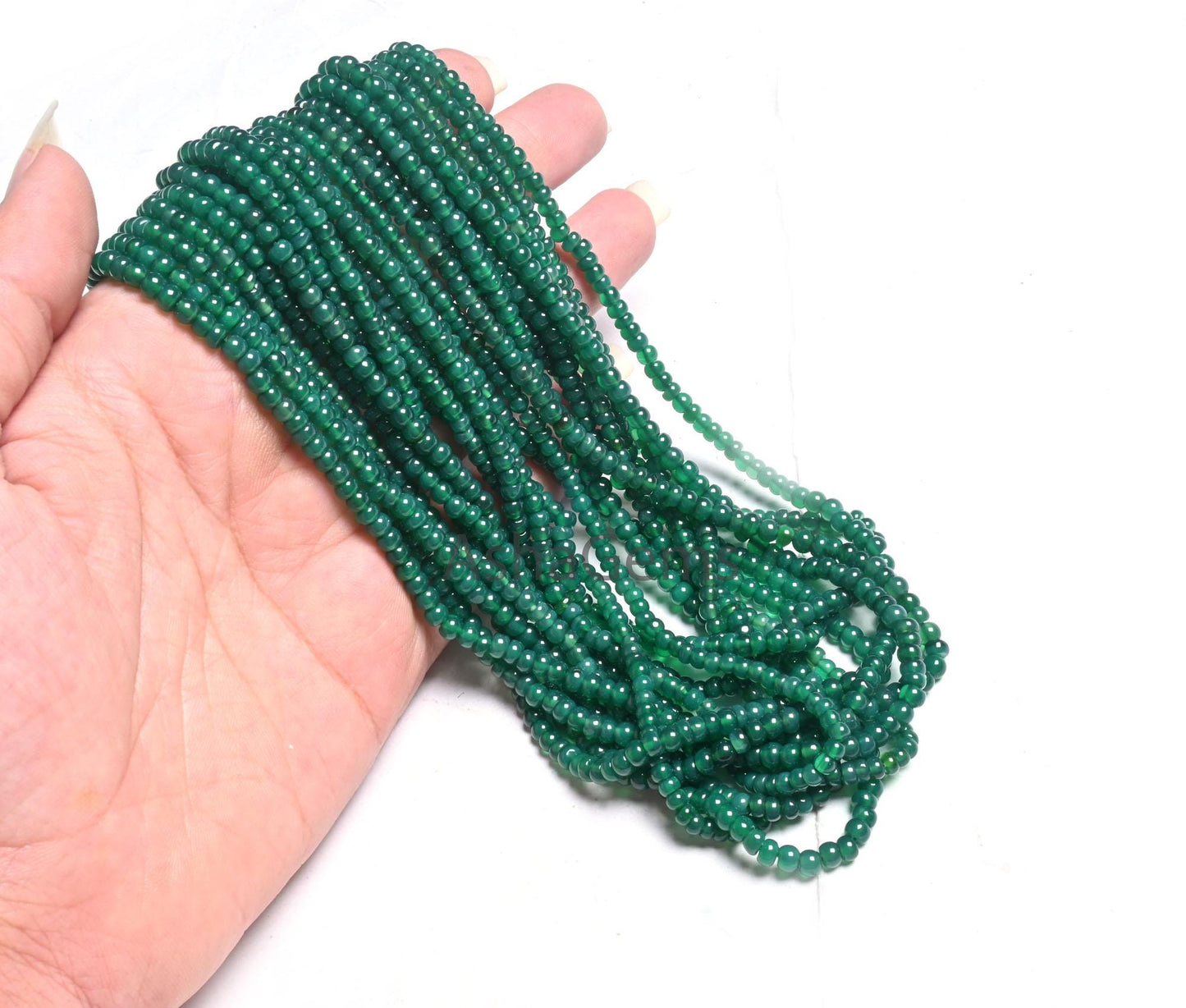 Dark Green Onyx Smooth Rondelle Gemstone Loose Beads, Fine Onyx Beads, AAA Green Onyx Plain Roundelle Tiny Handmade Beads Jewelry Craft SALE