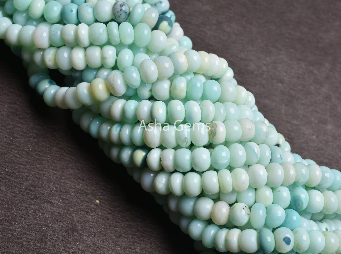 16"Strand Shaded Blue Green Peru Opal Rondelle Shape Smooth Beads, 6.5-7mm Opal Plain Handmade Gemstone Beads jewelry Making Craft SALE Opal