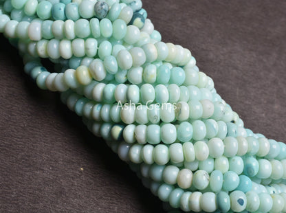 16"Strand Shaded Blue Green Peru Opal Rondelle Shape Smooth Beads, 6.5-7mm Opal Plain Handmade Gemstone Beads jewelry Making Craft SALE Opal