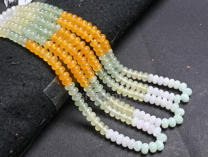 8 mm Beautiful Multi Color Quartz Smooth Rondelle Gemstone Beads, Shaded Yellow Lemon Green, White Mix Color Jade Quartz Beads Jewelry SALE (AG 12310)