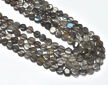 Beautiful Labradorite Smooth Coin shape Beads Natural Black Rainbow Handmade Uneven Coin Gemstone Beads Briolette Jewelry Beads For Crafts