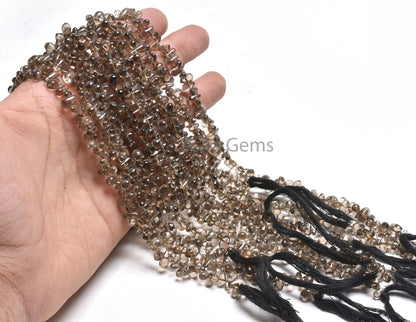 Beautiful Smoky Quartz Smooth Handmade Drops Gemstone Beads,Smoky Plain Handmade Tiny Teardrop Handmade Smoky Bead Jewelry Making Craft SALE
