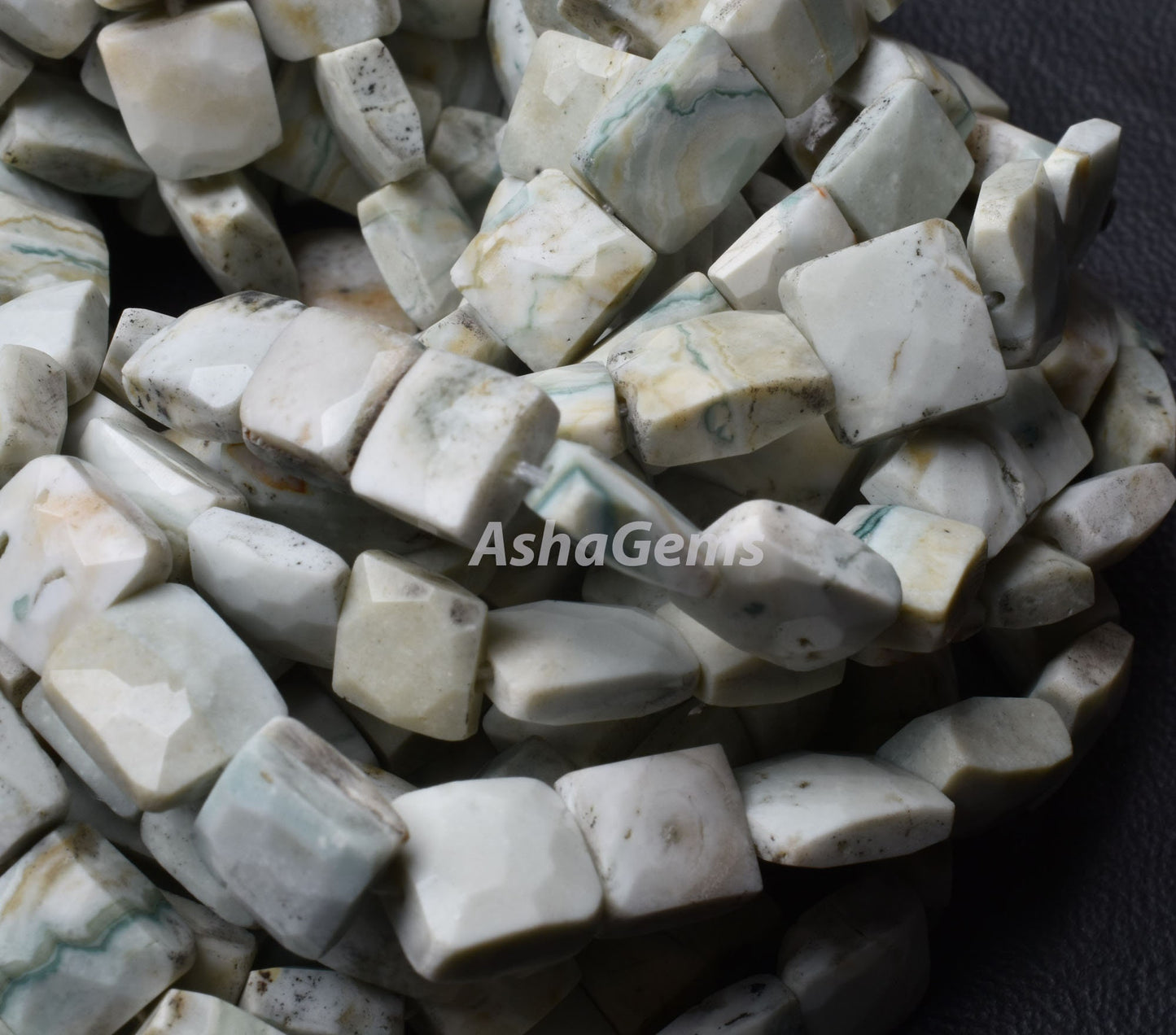 Beautiful Green Dot Opal Faceted Rectangle Shape Beads,8" Strand Opal Chiclet Beads, Opal Faceted Uneven Rectangle Beads handmade For Crafts