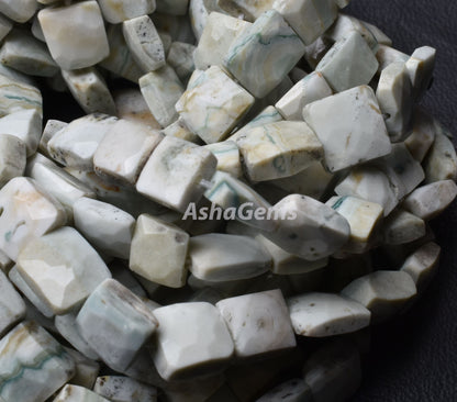 Beautiful Green Dot Opal Faceted Rectangle Shape Beads,8" Strand Opal Chiclet Beads, Opal Faceted Uneven Rectangle Beads handmade For Crafts