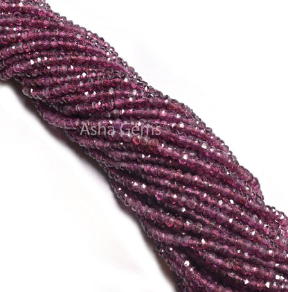 Beautiful Rhodolite Garnet Faceted Gemstone Beads, natural Garnet Indian machine Cut Rondelle Beads,13"Strand Pink Garnet Bead Jewelry Craft