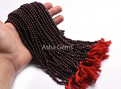 4.5 mm Garnet Smooth Round Shape Beads,13" Strand Red Garnet Round Ball Gemstone Beads, Fine Quality Garnet Bead Jewelry Craft Sale Necklace