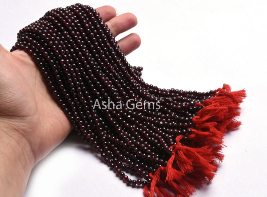 4.5 mm Garnet Smooth Round Shape Beads,13" Strand Red Garnet Round Ball Gemstone Beads, Fine Quality Garnet Bead Jewelry Craft Sale Necklace