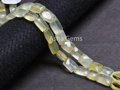 Beautiful Chalcedony Faceted Rectangle Gemstone Beads,11-16 mm Shaded Yellow Chalcedony Fancy Chiclet Straight Drill Handmade Beads Jewelry