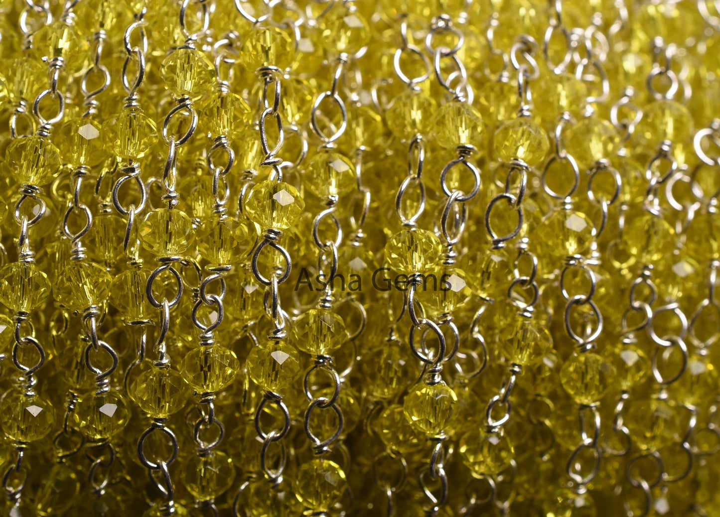 AAA Lemon Quartz Hydro Micro Cut Beads Rosary Chain,3mm Silver Plated wire Wrap Rondelle Beaded handmade Chain Jewelry making Necklace Craft