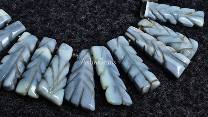 Beautiful Blue Opal Carving Fancy Long Stick Shape Beads,8" Strand Blue Oregon opal carved Rectangle beads, Blue Opal carve handmade Beads