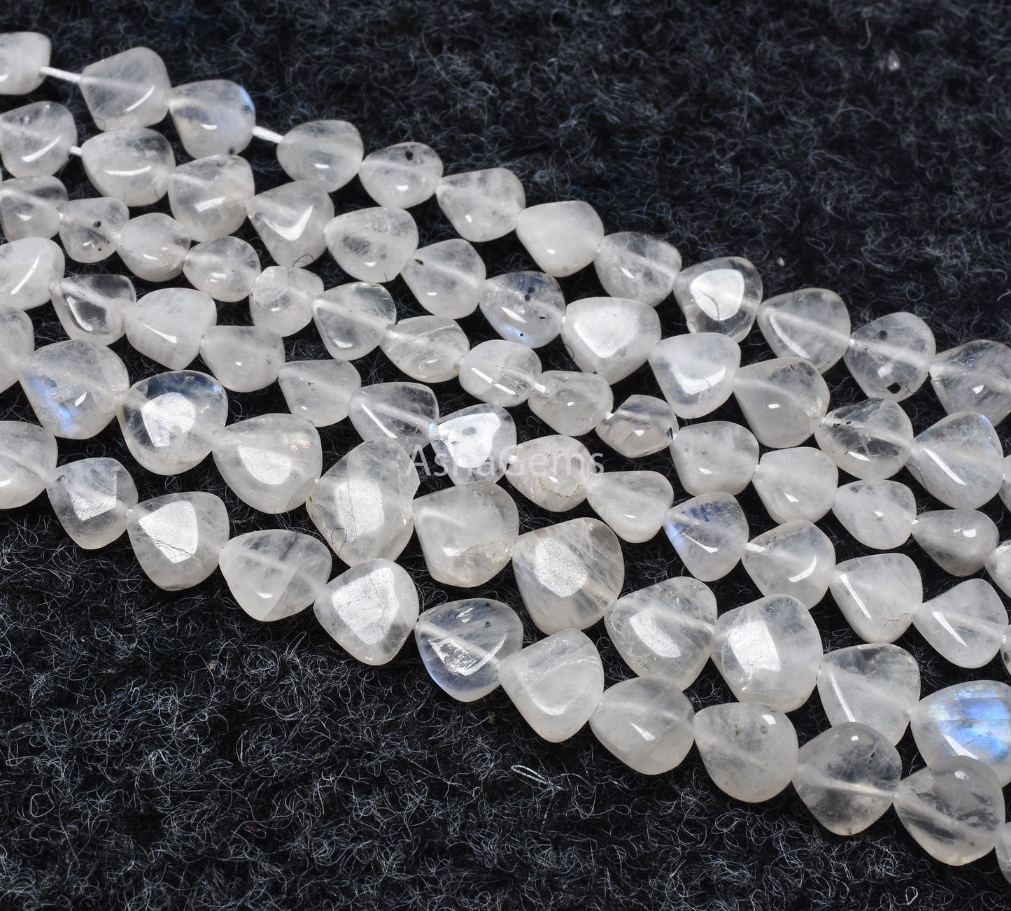 Beautiful Rainbow Moonstone Smooth Heart Shape Beads,13" Strand Natural white rainbow Plain Handmade Heart Bead Flashy Moonstone Beads Craft