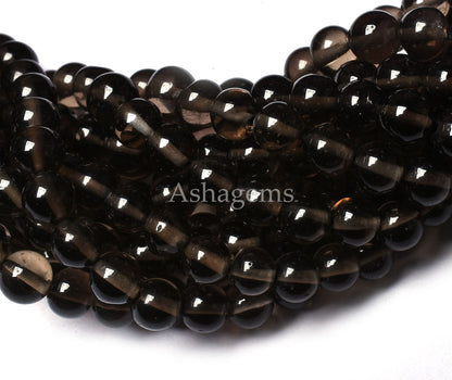 Natural Smoky Quartz Smooth Round Ball Shape Beads,Beautiful Smoky Plain Round Beads,13 Inch Strand, Smoky Gemstone Beads Jewelry Craft SALE
