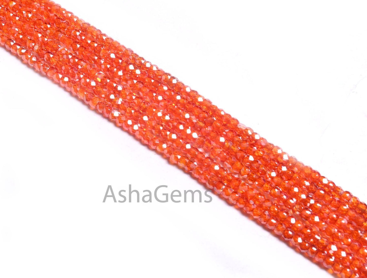 2.5 mm Beautiful Orange Zircon faceted Micro Cut rondelle Tiny beads, 13" Orange Cubic Zircon Machine Cut Beads Jewelry Necklace Crafts SALE