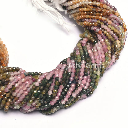 Beautiful Multi Color Tourmaline Faceted Rondelle Tiny Gemstone Beads,3 mm Tourmaline beads Natural Shaded Tourmaline Micro cut bead Jewelry